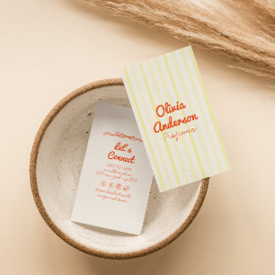 Hand Drawn Written Yellow Orange Bold Boho Unique Business Card