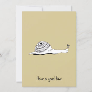 Hand Drawn Yellow Greeting Card With a Snail