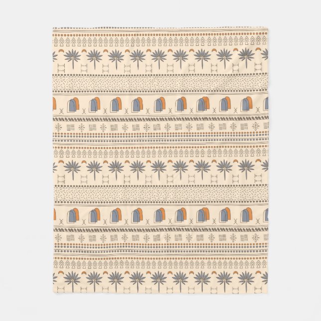 hand drown boho simple desert pattern all over  fleece blanket (Front)
