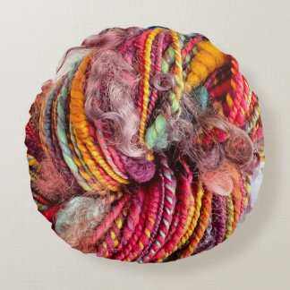 Hand Dyed and Handspun Yarn  Round Cushion