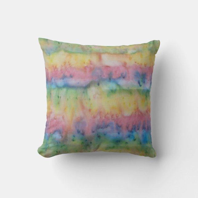 Hand Dyed Rainbow Stripe Cushion (Front)