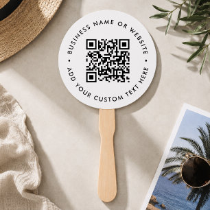 Hand Fan Custom QR Code Logo Modern Event Paddle