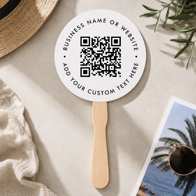 Hand Fan | Custom QR Code Logo Modern Event Paddle (Modern event hand fan with scannable QR design for events tables, warm venues & promo merchansie)