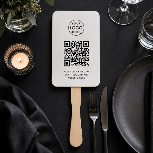 Hand Fan   Custom QR Code Logo Modern Event Paddle