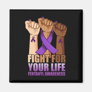 Hand Fight For Your Life Overdose Awareness Purple Magnet