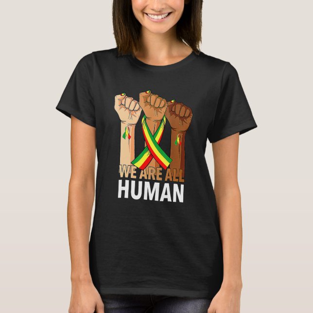 Hand Fist We Are All Human African Pride Black His T-Shirt (Front)