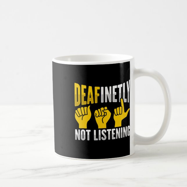 Hand Gesture Deaf Hearing Loss Awareness 3  Coffee Mug (Right)
