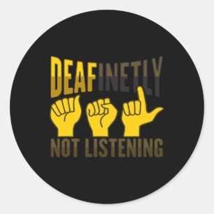 Hand Gesture Deaf Hearing Loss Awareness 7 Classic Round Sticker
