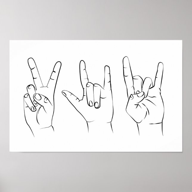 Hand gesture line art poster (Front)