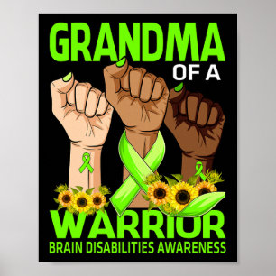 Hand Grandma Of A Warrior Brain Disabilities Aware Poster