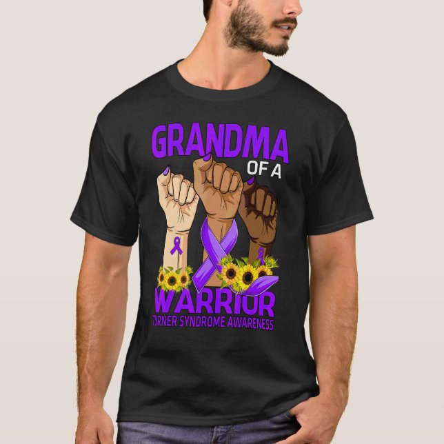 Hand Grandma Of A Warrior Turner Syndrome Awarenes T-Shirt (Front)