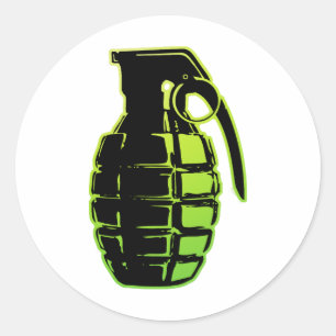 Hand Grenade - green Classic Round Sticker
