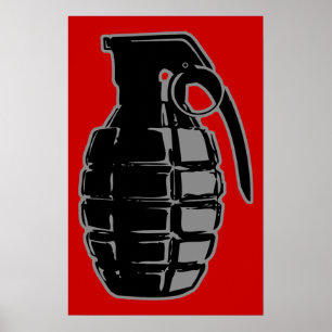 Hand Grenade - grey Poster