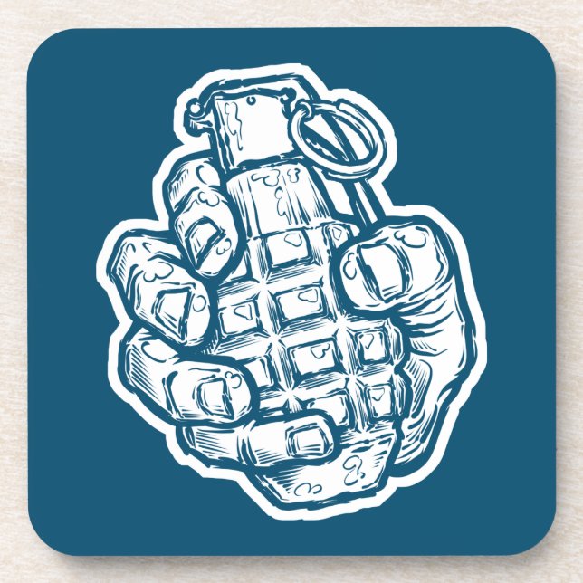 Hand Grenade In Comics Style Coaster (Front)