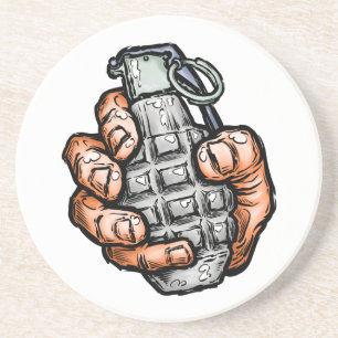 Hand Grenade In Comics Style Coaster