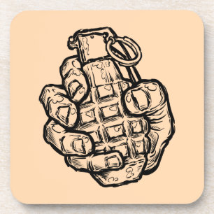 Hand Grenade In Comics Style Coaster