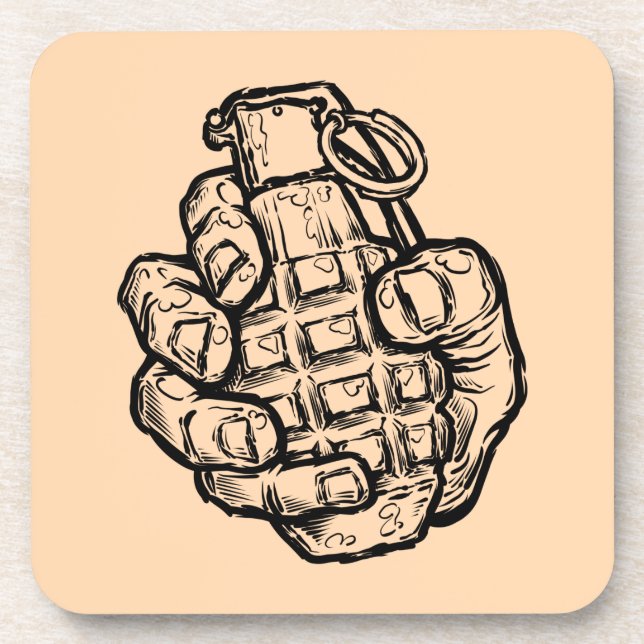 Hand Grenade In Comics Style Coaster (Front)