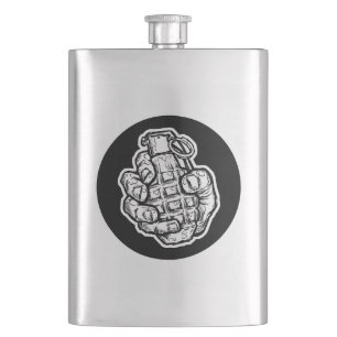 Hand Grenade In Comics Style Hip Flask