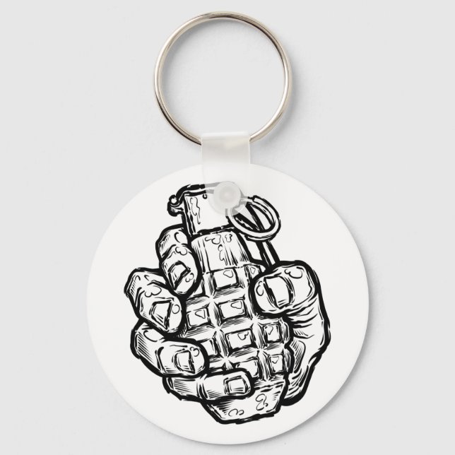 Hand Grenade In Comics Style Key Ring (Front)
