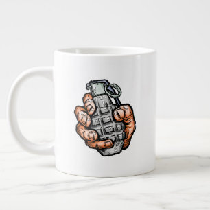 Hand Grenade In Comics Style Large Coffee Mug