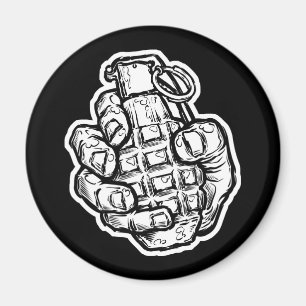 Hand Grenade In Comics Style Magnet