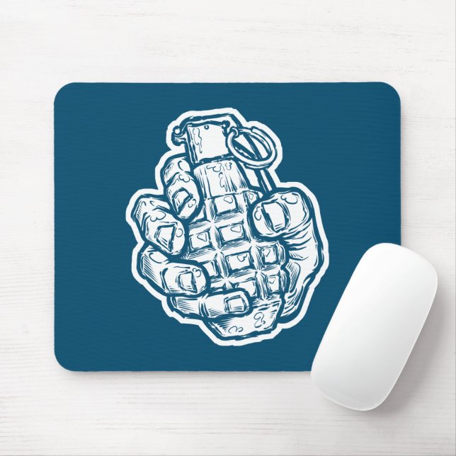 Hand Grenade In Comics Style Mouse Pad (With Mouse)