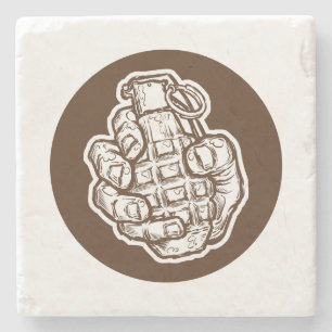 Hand Grenade In Comics Style Stone Coaster