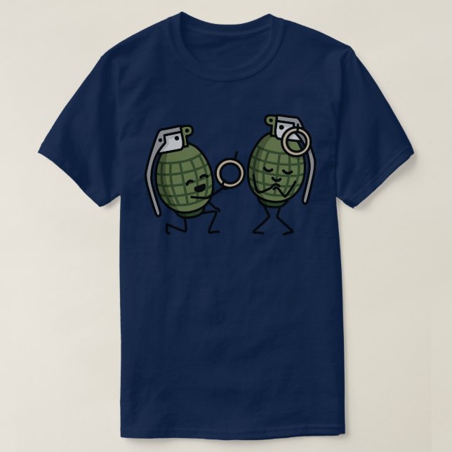 Hand grenade marriage proposal funny couples army T-Shirt (Design Front)