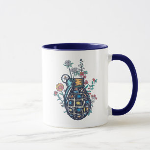 Hand Grenade Vase of Flowers Mug