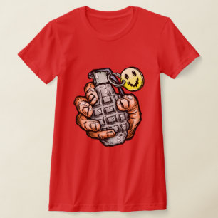 Hand Grenade With Happy Face, Comics Style T-Shirt