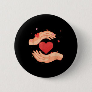 Hand Heart Charity Volunteering Kindness Donation 6 Cm Round Badge