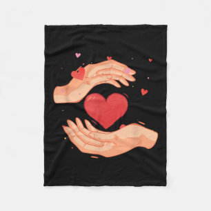 Hand Heart Charity Volunteering Kindness Donation Fleece Blanket