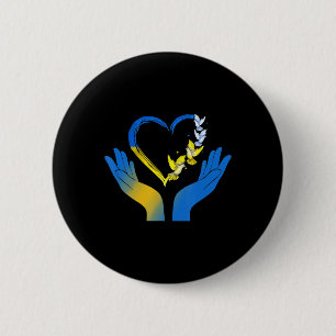 Hand Heart Ukrainian Flag Dove Ukraine Stand With  6 Cm Round Badge