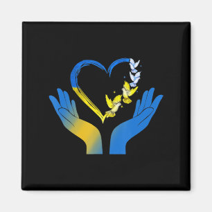 Hand Heart Ukrainian Flag Dove Ukraine Stand With Magnet