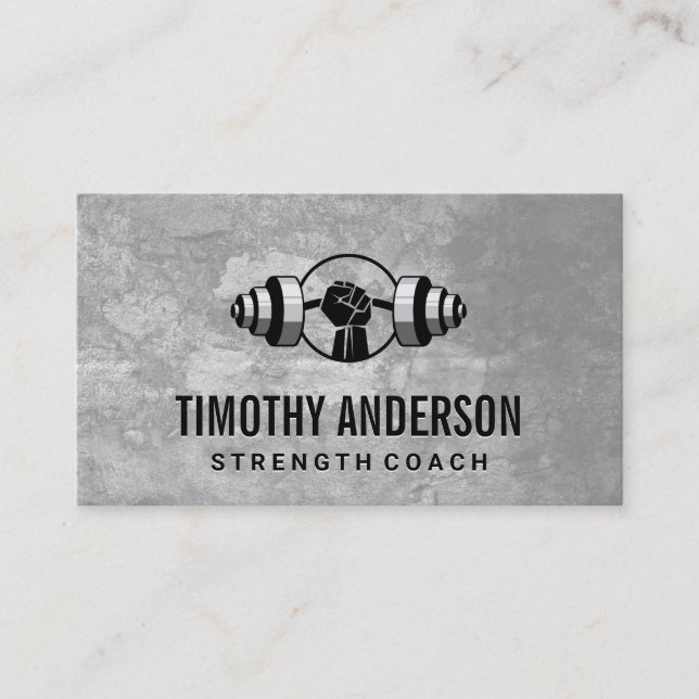 Hand Hold Barbell | Fitness Logo Business Card (Front)