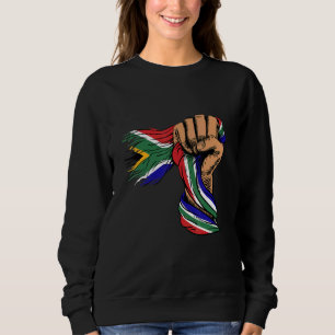 HAND HOLD OLD FLAG South African Flag Vintage Sout Sweatshirt