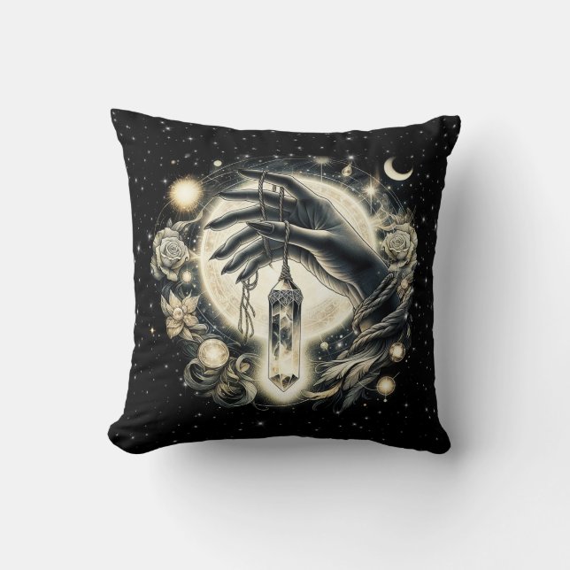 Hand Holding a Crystal under the Moonlight Cushion (Front)