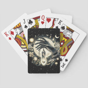 Hand Holding a Crystal under the Moonlight Playing Cards