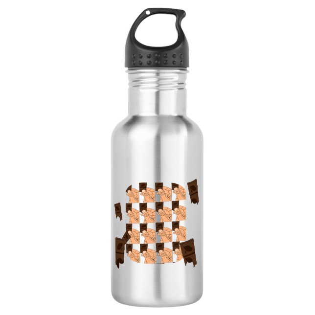 Hand holding a piece of Valentine's chocolate 532 Ml Water Bottle (Front)