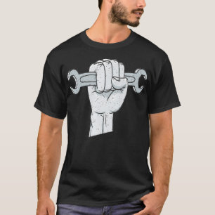 Hand Holding A Wrench Mechanic Car Shop Premium T-Shirt