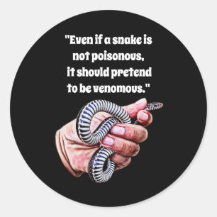hand holding baby snake reptile quotes art classic round sticker