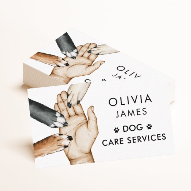 Hand holding Dog Paws Dog Walking and Care Business Card (Creator Uploaded)