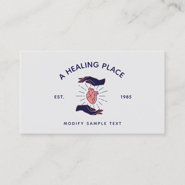 Hand Holding Human Heart Holistic Healer Business Card (Front)