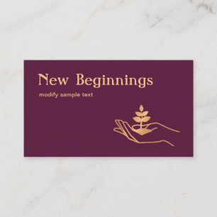 Hand Holding Leaf Plant Wellness Counsellor Business Card