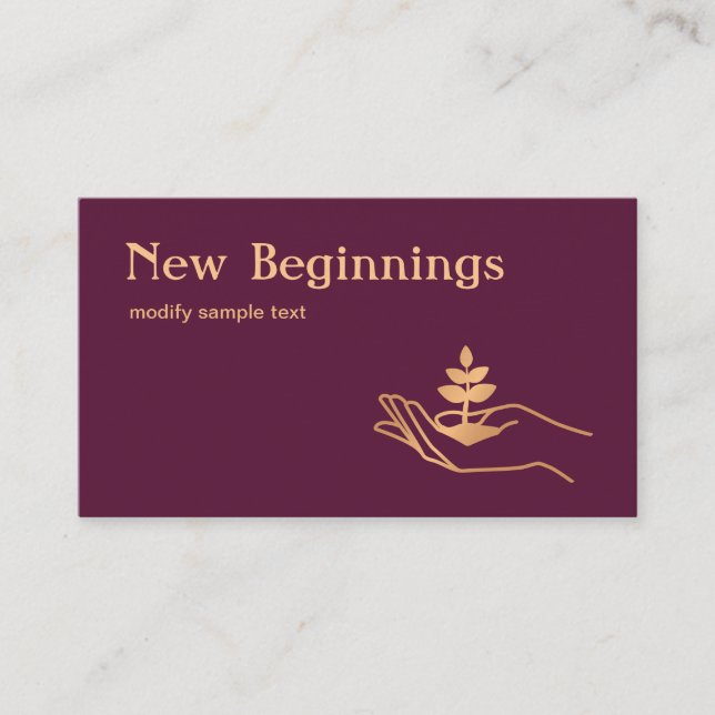 Hand Holding Leaf Plant  Wellness  Counsellor Business Card (Front)