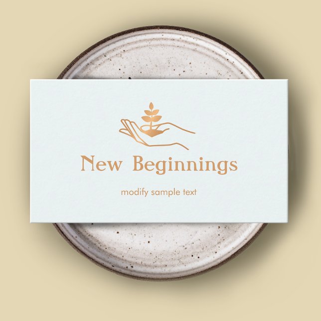 Hand Holding Leaf Plant  Wellness  Counsellor Business Card (Creator Uploaded)