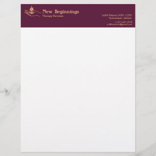 Hand Holding Leaf Plant Wellness Counsellor Custom Letterhead