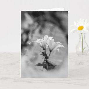 Hand Holding Lilies – Black and White Condolence Card