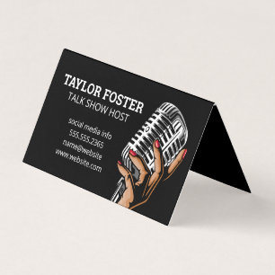 Hand Holding Microphone   Singer   Radio Host Business Card