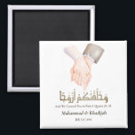 Hand Holding Quote An-Naba 8 Muslim Wedding Nikah Magnet<br><div class="desc">Hand Holding Quote An-Naba 8 Muslim Wedding Nikah Magnet We create this design with drawing of bride and grooms holding hand and a quote from Quran " wa khalaqnakum azwaaja" with meaning " and we created you in pairs" from Surah An-Naba 78:18 This design could easily personalise and customise by...</div>